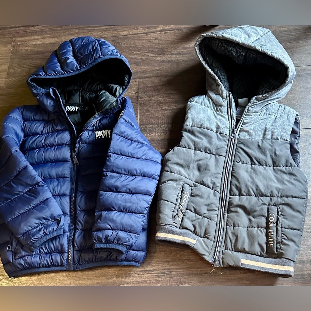 Kids Boys Puffer Jacket and Vest Bundle of 2 DKNY Sport Little Lad Blue Gray 6
